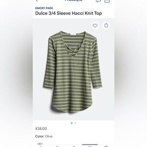 Emory Park Olive Striped Knit Top